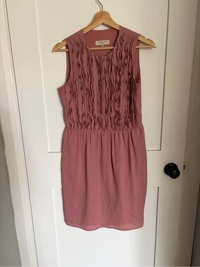 Burberry Dusty Rose Blush Pink Sleeveless Ruffle-Front Mini Dress